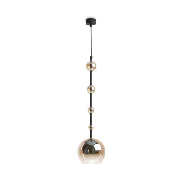 Pendelleuchte Ros - Farbglas / Metall - 1-flammig - Schwarz / Beige