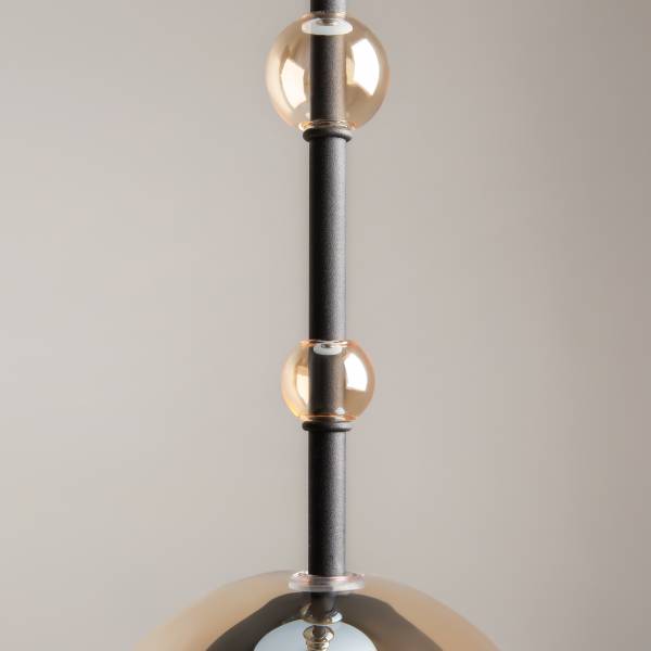 Pendelleuchte Ros - Farbglas / Metall - 1-flammig - Schwarz / Beige