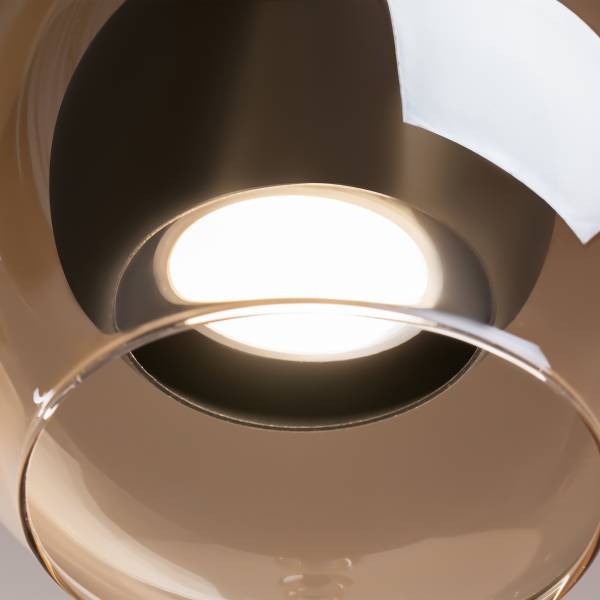 Pendelleuchte Ros - Farbglas / Metall - 1-flammig - Schwarz / Beige