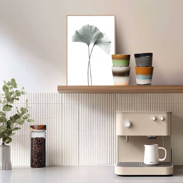 Kunstdruck Ginkgo Blatt - MDF - Grün / Beige