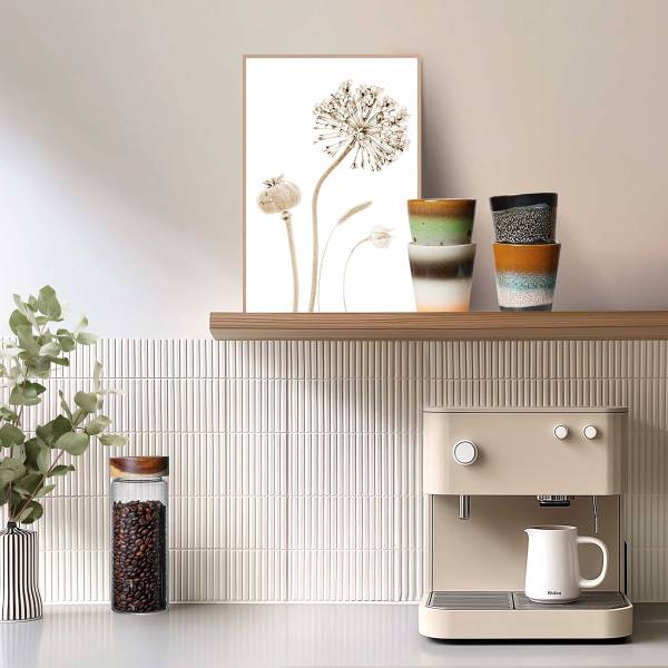 Kunstdruck Trockenblumen - MDF - Beige / Weiß