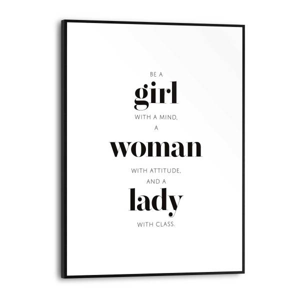 Kunstdruck Lady - MDF - Schwarz / Weiß