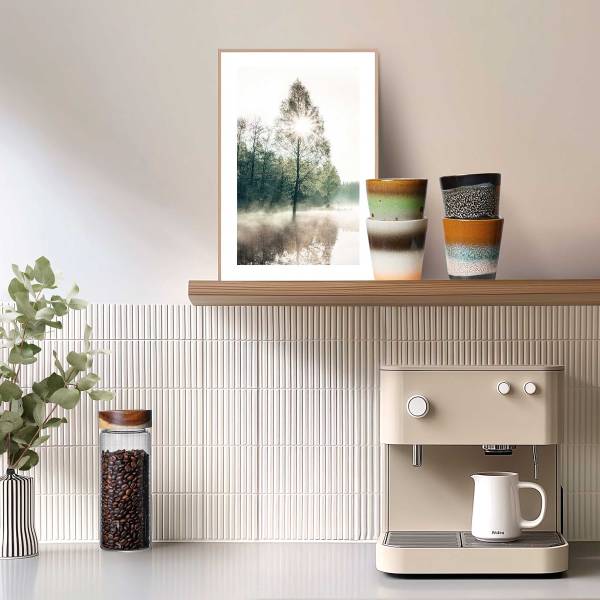 Kunstdruck Sonne durch die Bäume - MDF - Grün / Beige