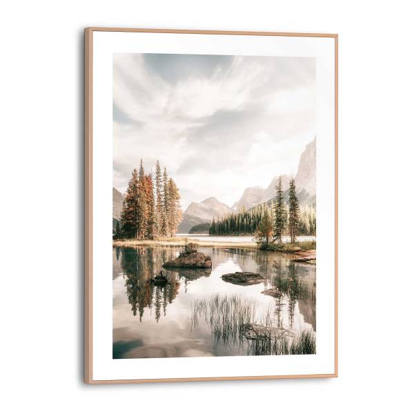 Kunstdruck Bergsee - MDF - Beige