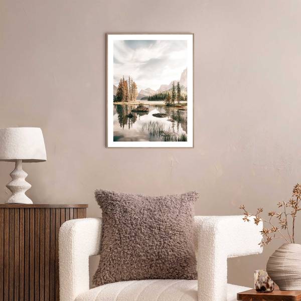 Kunstdruck Bergsee - MDF - Beige