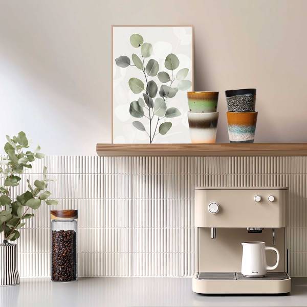 Kunstdruck Eucalyptus Zweig - MDF - Grün / Beige