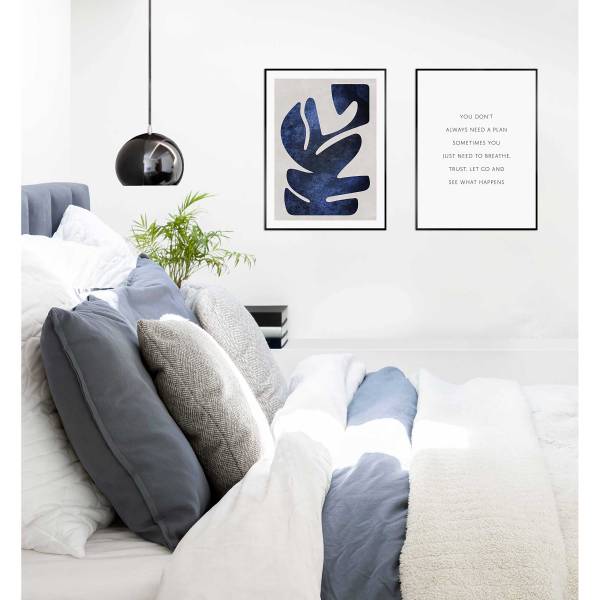 Kunstdruck Abstract Blue 2er-Set - MDF - Blau / Weiß