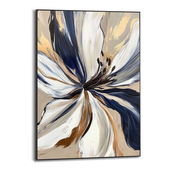 Kunstdruck Glamour Flower - MDF - Schwarz / Beige
