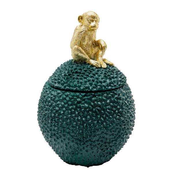 Aufbewahrungsdose Jackfruit Monkey - Polyresin - Grün / Gold