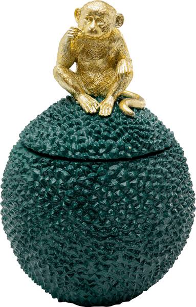 Aufbewahrungsdose Jackfruit Monkey - Polyresin - Grün / Gold
