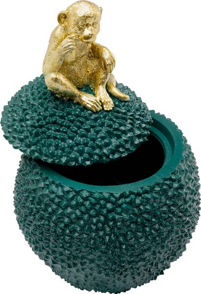 Aufbewahrungsdose Jackfruit Monkey - Polyresin - Grün / Gold