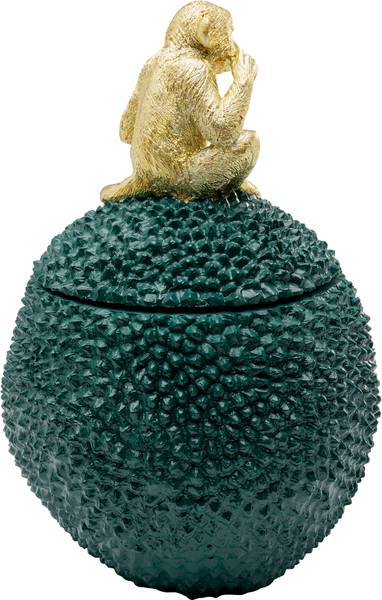 Aufbewahrungsdose Jackfruit Monkey - Polyresin - Grün / Gold