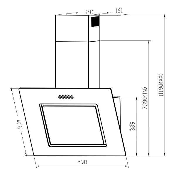 Schräghaube Respekta 60 cm H - Weiß