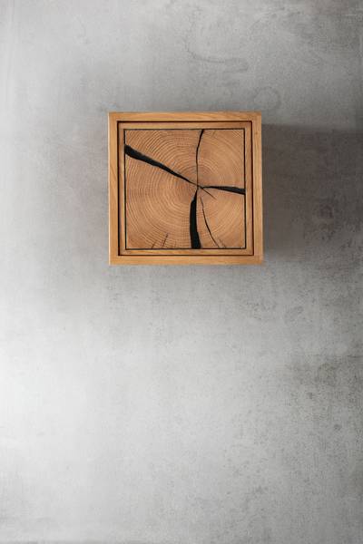 Massives Wandregal Allio mit Holztür - Wildeiche