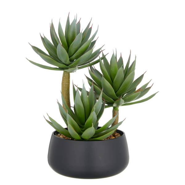 Kunstpflanze Agave Blue Glow - Polyethylen - Grün / Schwarz