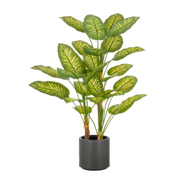 Kunstpflanze Dieffenbachia Typ B - Polyethylen - Grün / Schwarz