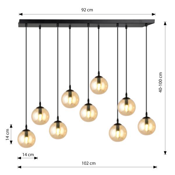 Pendelleuchte Cosmo Typ B - Stahl / Rauchglas - Graphit - Flammenanzahl: 4