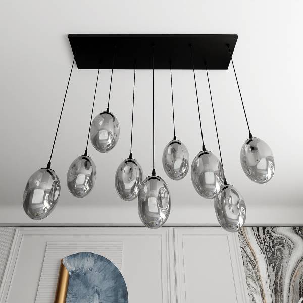Pendelleuchte Astral Typ B - Stahl / Rauchglas - Graphit - Flammenanzahl: 9