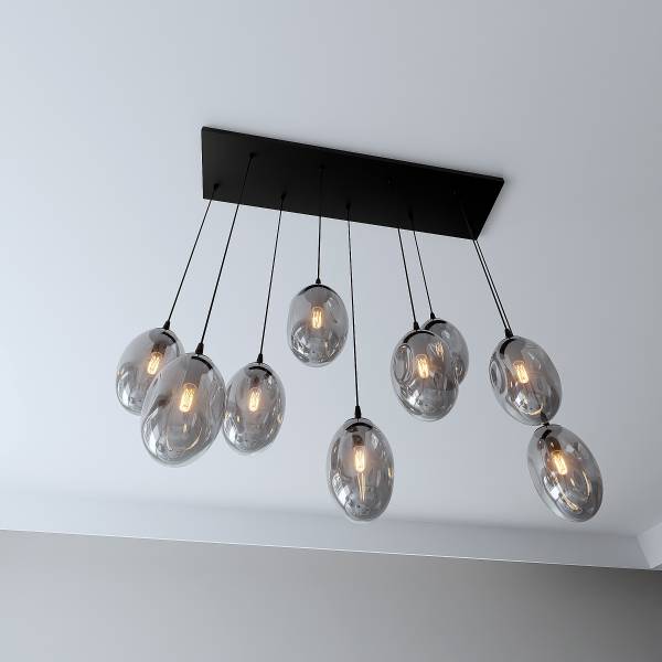 Pendelleuchte Astral Typ B - Stahl / Rauchglas - Graphit - Flammenanzahl: 9