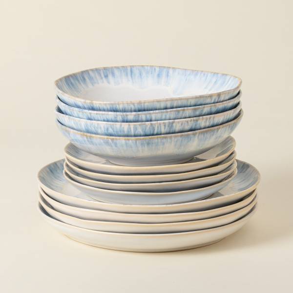 Tafelservice Brisa 12-teilig Typ B - Keramik - Weiß / Blau