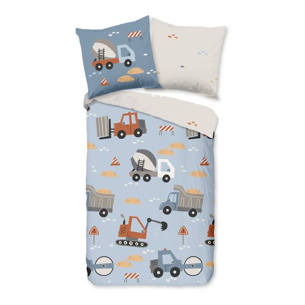 Kinderbettwäsche Ribou - Renforcé - Hellblau - 135 x 200 cm + Kissen 80 x 80 cm