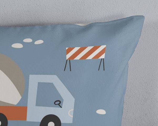 Kinderbettwäsche Ribou - Renforcé - Hellblau - 135 x 200 cm + Kissen 80 x 80 cm