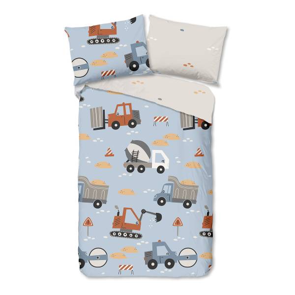 Kinderbettwäsche Ribou - Renforcé - Hellblau - 140 x 200 cm + Kissen 70 x 90 cm