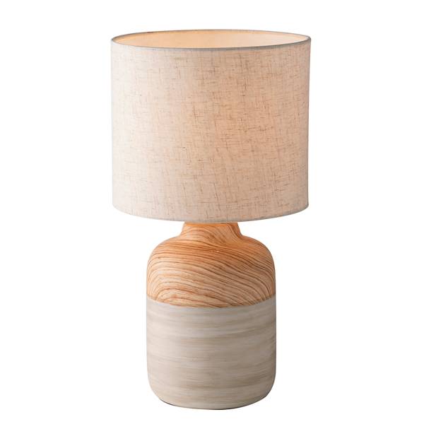 Tischleuchte Woody - Baumwollstoff / Keramik - 1-flammig - Höhe: 54 cm