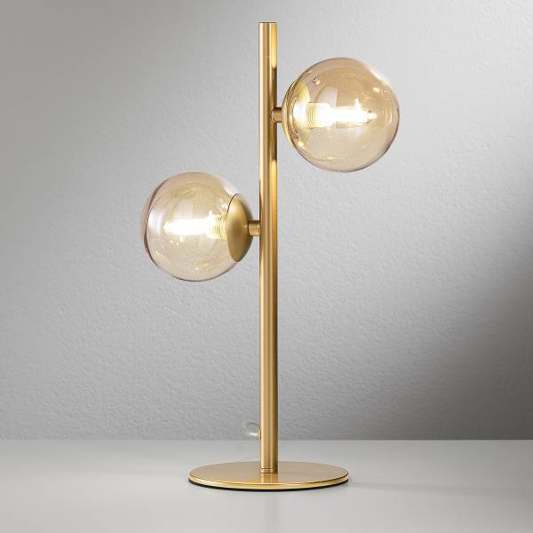 Tischleuchte Honey - Farbglas / Aluminium - 2-flammig - Gold