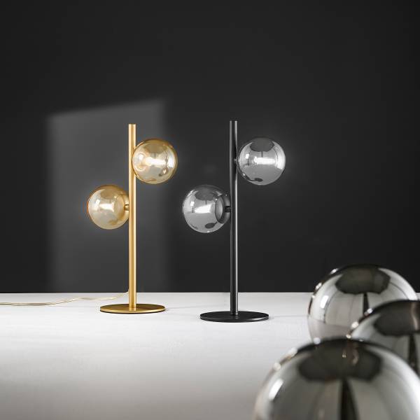 Tischleuchte Honey - Farbglas / Aluminium - 2-flammig - Gold