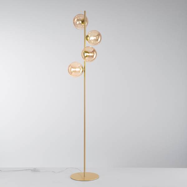 Stehleuchte Honey - Farbglas / Aluminium - 4-flammig - Gold