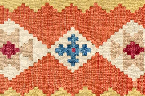 Kurzflorteppich Kelim Gashgai 2178354 - Schurwolle - Rot / Gelb