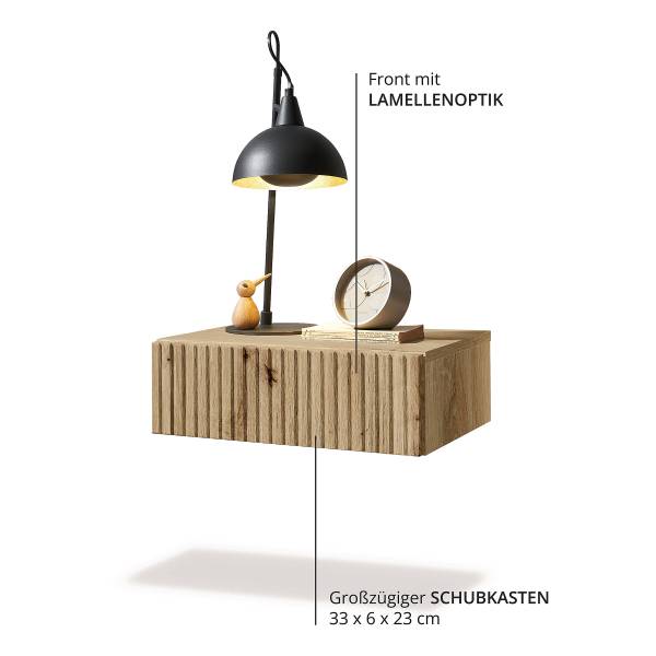 Hänge-Nachtkommode Narella - Eiche Artisan Dekor - 1