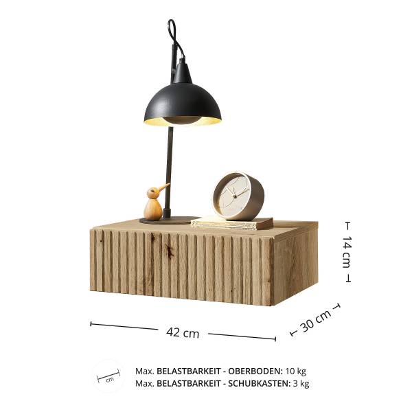 Hänge-Nachtkommode Narella - Eiche Artisan Dekor - 1