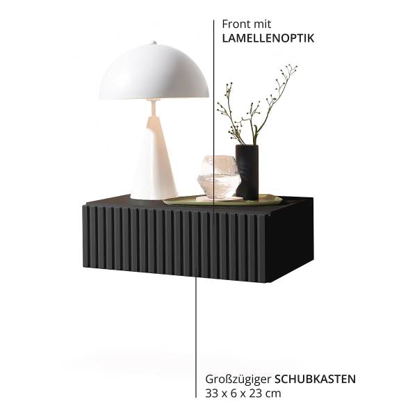 Hänge-Nachtkommode Narella - Graphit - 1