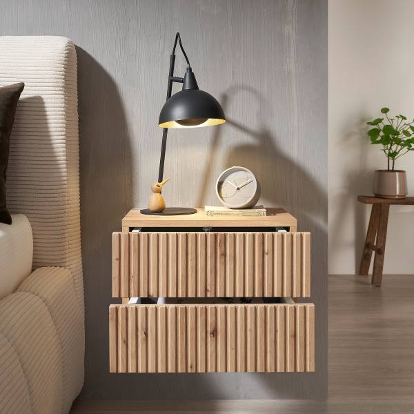 Hänge-Nachtkommode Narella - Eiche Artisan Dekor - 2