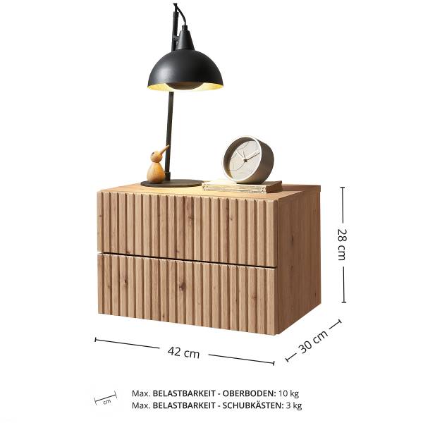 Hänge-Nachtkommode Narella - Eiche Artisan Dekor - 2