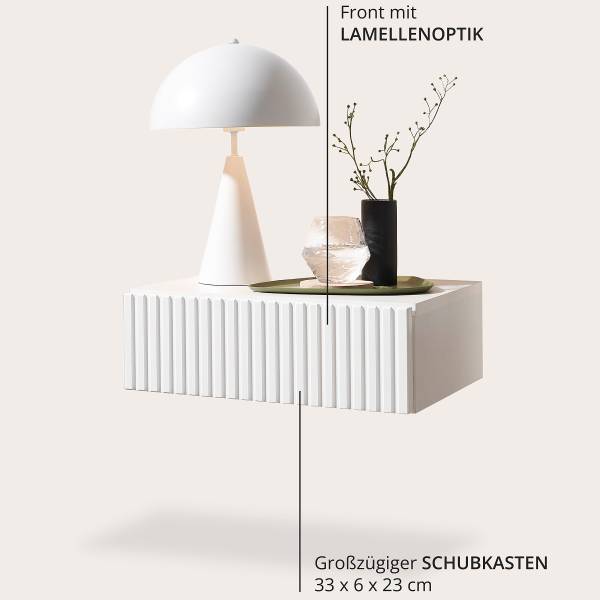 Hänge-Nachtkommode Narella - Weiß - 1