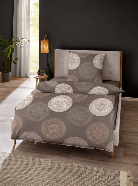 Edelbiber-Bettwäsche Lorhi - Edelbiber - Taupe - 135 x 200 cm + Kissen 80 x 80 cm