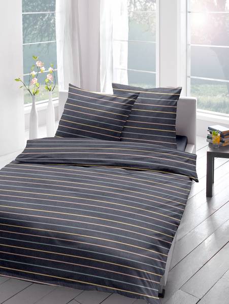 Flanell-Bettwäsche Temet - Flanell - Indigoblau - 155 x 220 cm + Kissen 80 x 80 cm