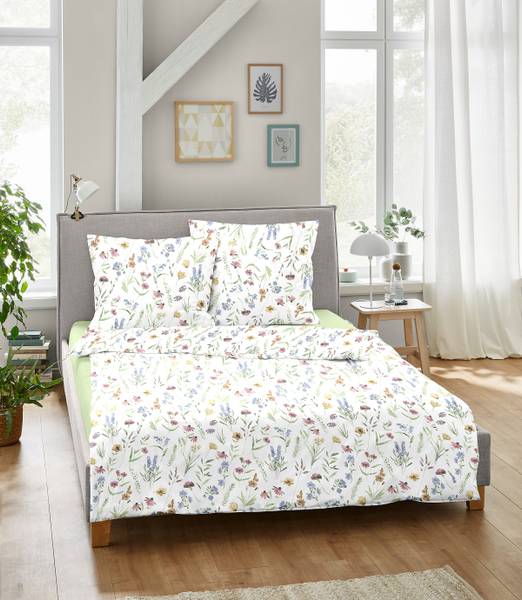 Mako-Satin-Bettwäsche Koyti - Mako-Satin - Bunt - 135 x 200 cm + Kissen 80 x 80 cm