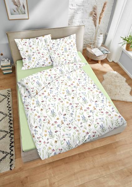 Mako-Satin-Bettwäsche Koyti - Mako-Satin - Bunt - 135 x 200 cm + Kissen 80 x 80 cm
