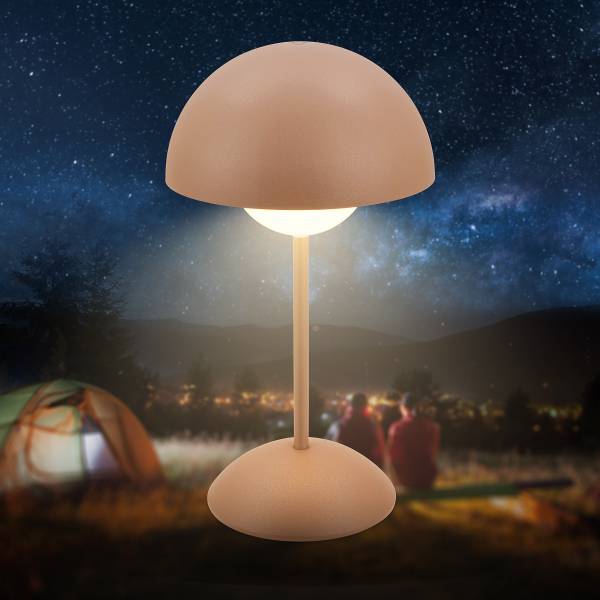 Akku LED Tischleuchte Kugle - Aluminium / Polypropylen - Braun