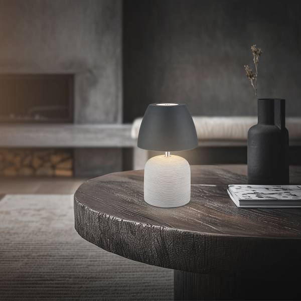 Akku LED Tischleuchte Cera - Keramik - Grau