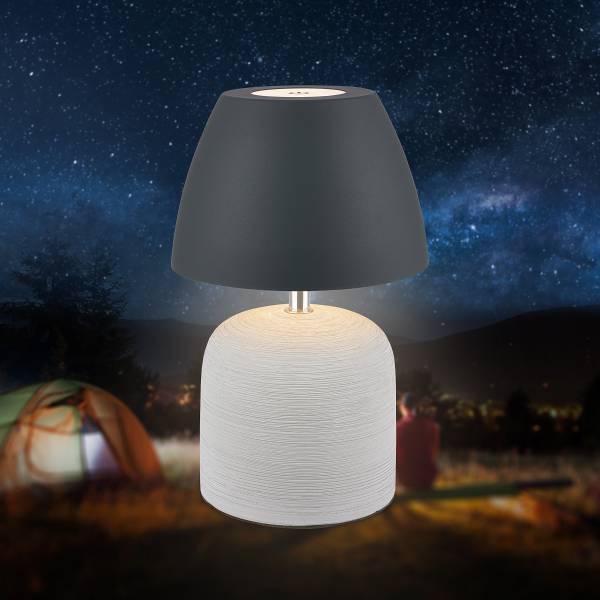 Akku LED Tischleuchte Cera - Keramik - Grau