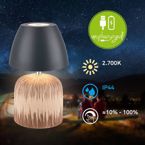 Akku LED Tischleuchte Cera - Keramik - Schwarz