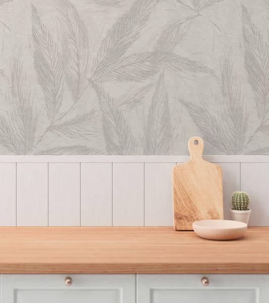 Vliestapete Palmora - Vlies / Vinyl - Beige / Grau