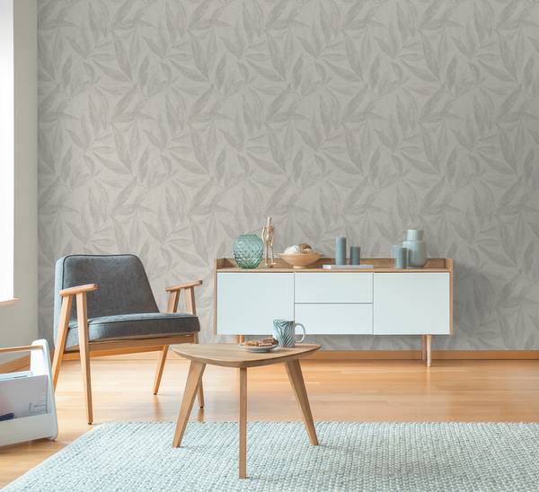 Vliestapete Palmora - Vlies / Vinyl - Beige / Grau