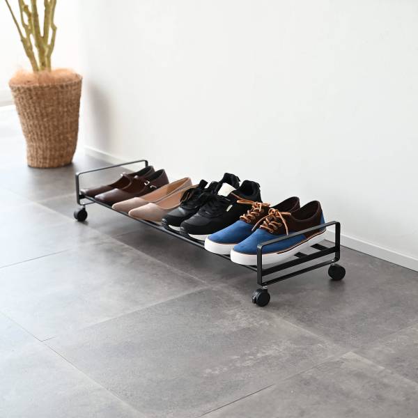 Rollbares Schuhregal Tower - mini - Metall - Schwarz