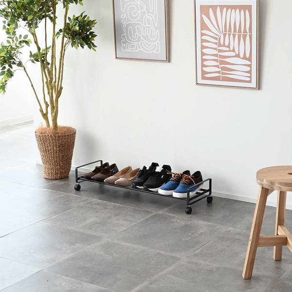 Rollbares Schuhregal Tower - mini - Metall - Schwarz